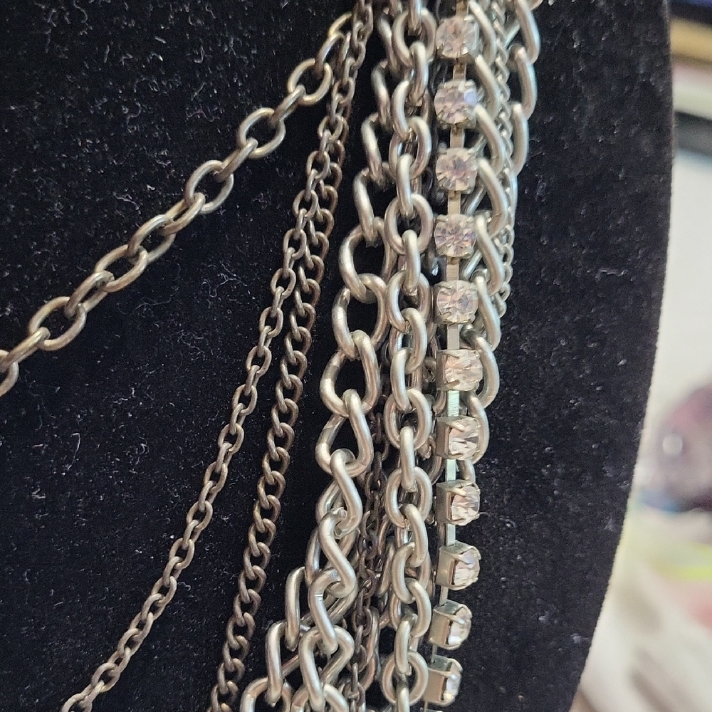 Source Unknown Silver Layered Necklace - image 3